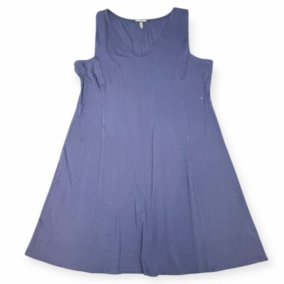 EILEEN FISHER Women’s Blue Sleeveless V-Neck A-Line Tank Dress Size Large - Picture 2 of 6